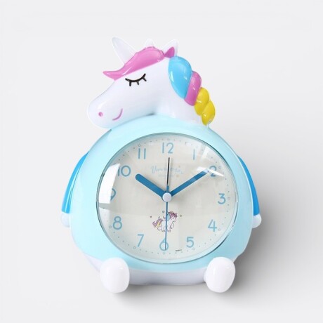 Reloj Despertador Unicornio Infantil 17cm Celeste
