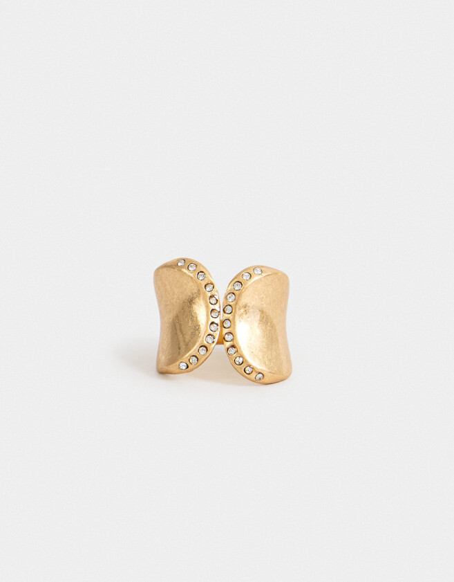 Anillos Medianos y Grandes Strass Anillo Con Strass - Dorado