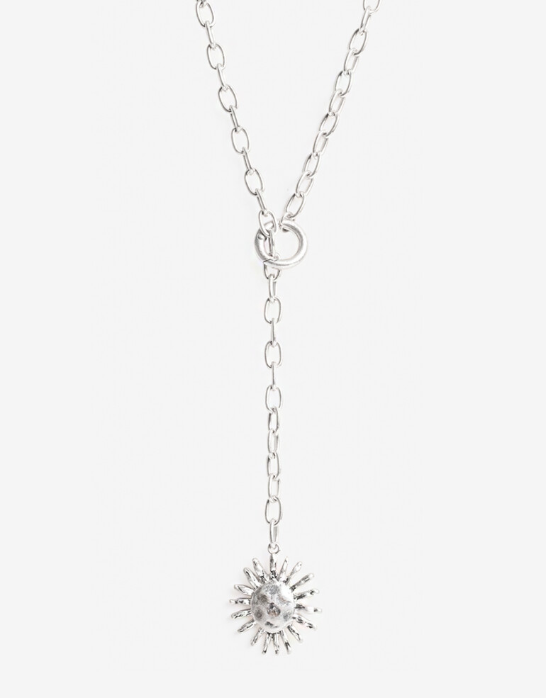 Collares Largos Metal Collar Largo Sol Metal - Plateado Plata Cepillada Mate