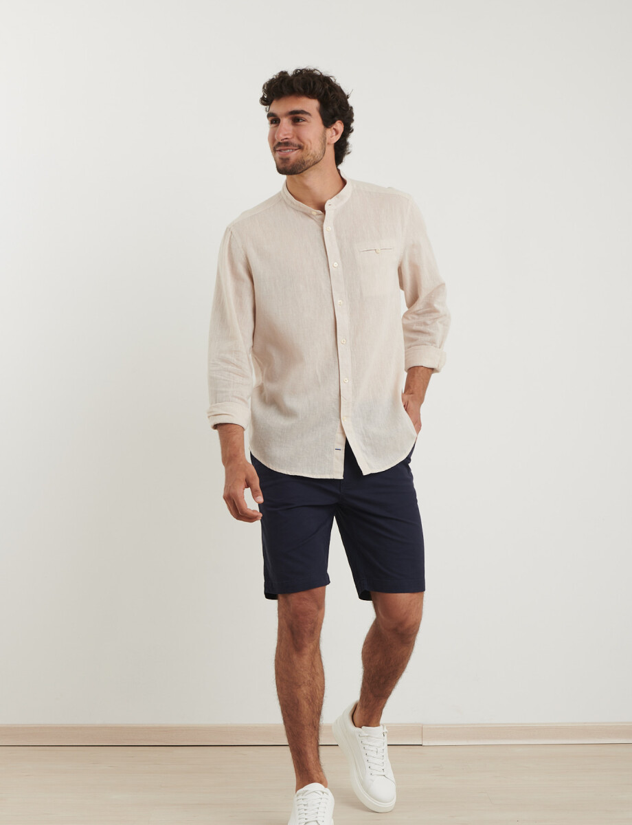 011954 CAMISA HARRINGTON LABEL LINO Natural