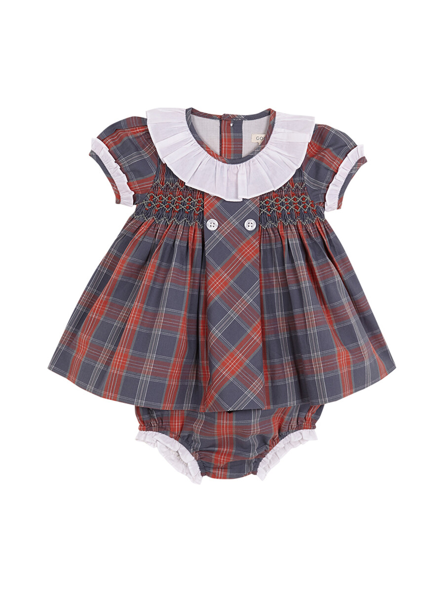 Vestido Cuadro Tartan Azul Pato