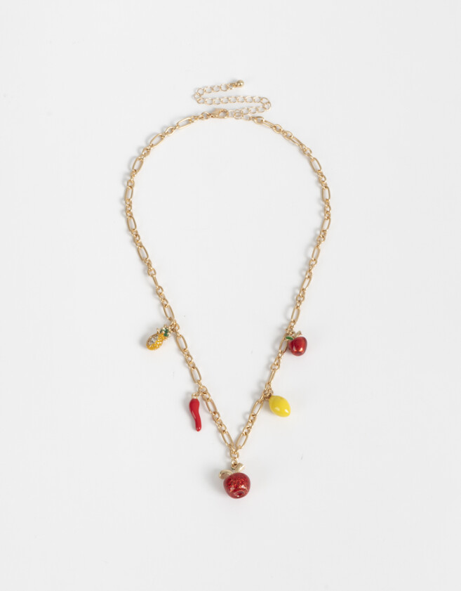 Collares Cortos Frutas Collar Corto Con Frutas - Dorado