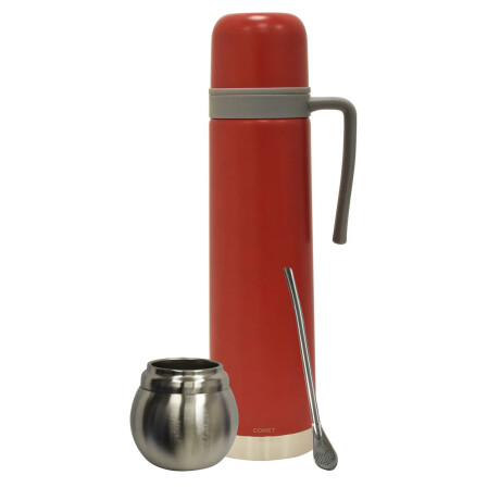 Set Comet Ac. Inox. Termo 750ml +mate 120ml +bombilla regalo Rojo