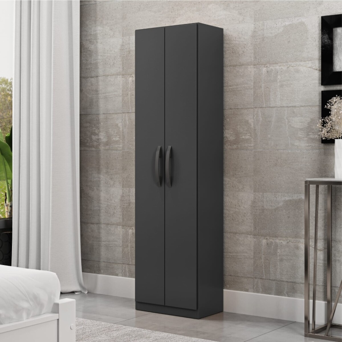 Armario Ropero Multiuso 2 Puertas 170 x 46,2 x 28,5 cm - MDP - Negro 