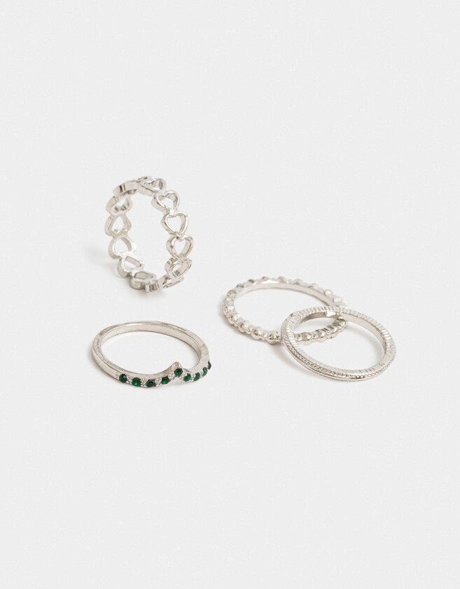 Sets Anillos Strass Anillos Sets De Metal - Plateado