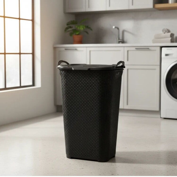 CESTO CANASTO ROPA SIMIL RATTAN 40 LITROS ARQPLAST NEGRO CESTO CANASTO ROPA SIMIL RATTAN 40 LITROS ARQPLAST NEGRO