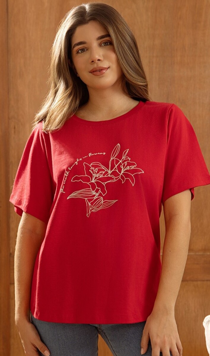 Remera con Serigrafía. - Rojo 