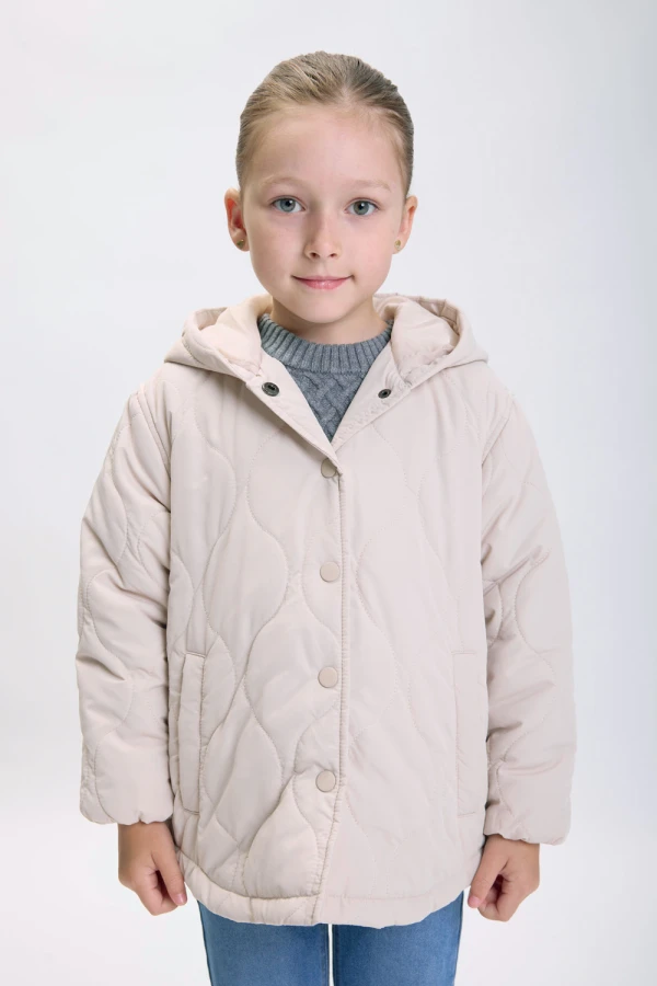 Campera capitoneada capucha Beige