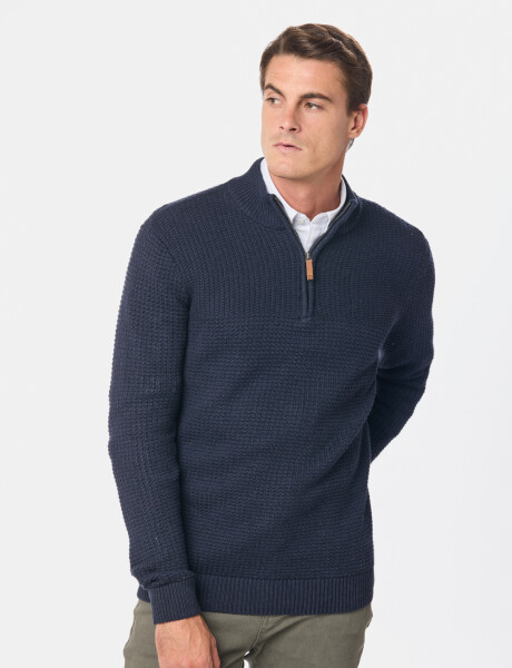 BUZO TEJIDO MEDIO CIERRE CON ESTRUCTURA Azul