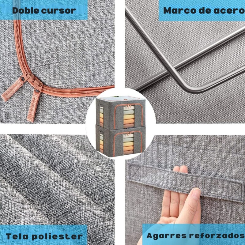 Caja Organizadora Plegable Con Estructura Metalica Color Crema Talle M Caja Organizadora Plegable Con Estructura Metalica Color Crema Talle M