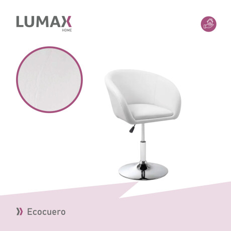 Silla Taburete Butaca con Respaldo en Cuero Lumax Modelo Stella Blanco
