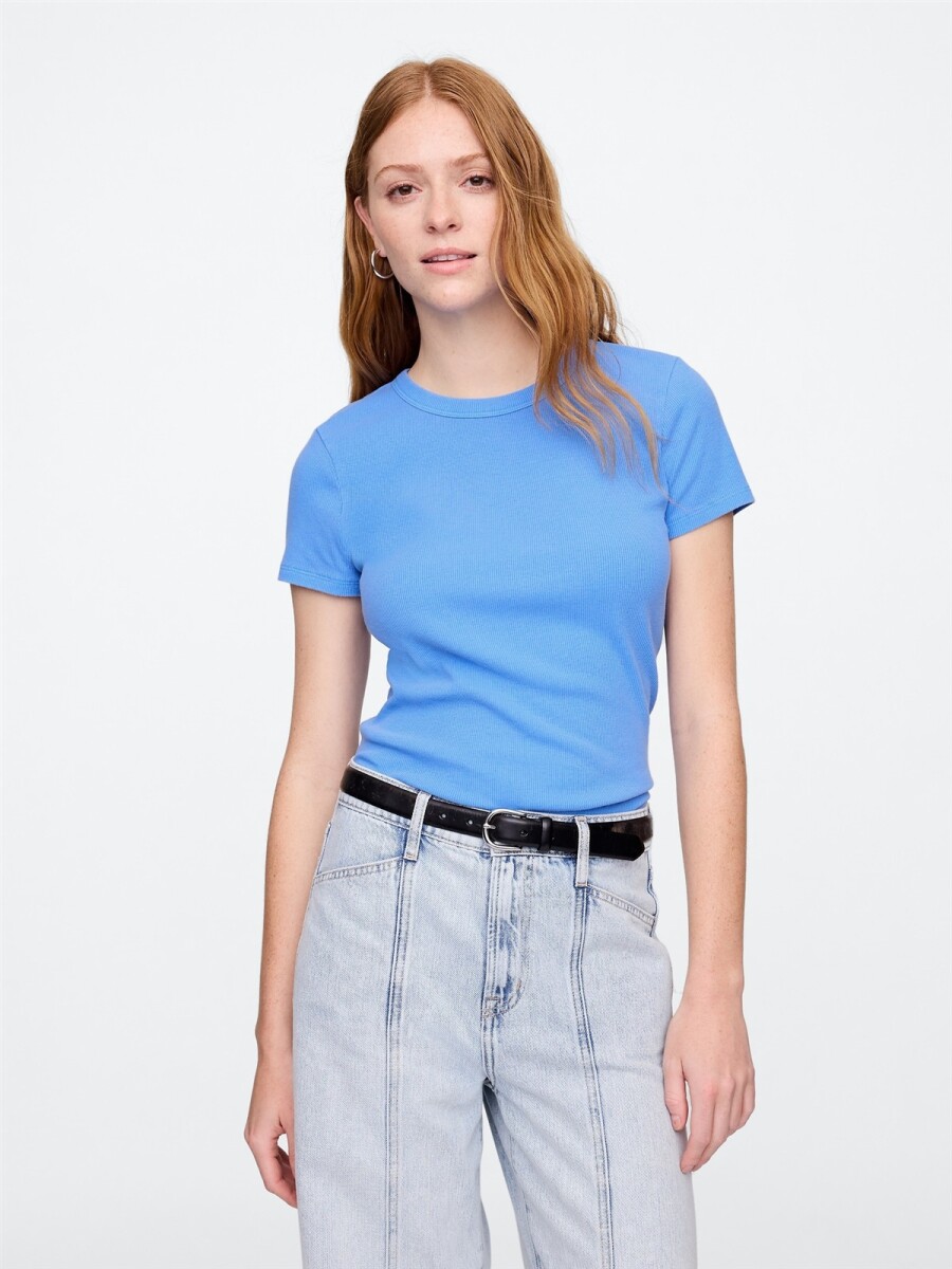 Remera Rib Cuello Redondo Mujer - Union Blue 