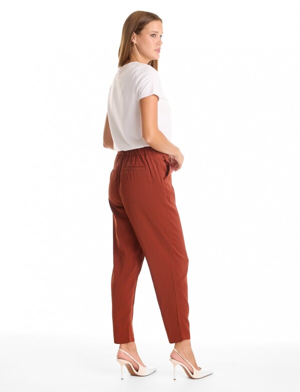 Pantalon Relaxed Fit & Cintura Elástica Posterior TERRACOTA