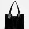 Shopper The Braided en cuero charol arrugado Negro