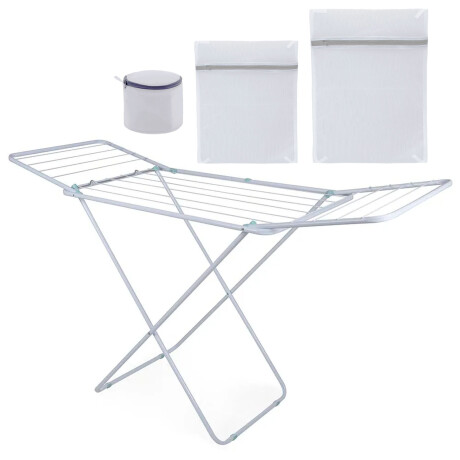 Set Tendedero Extensible Acero 9.14Mt + 3 Bolsas p/Lavarropa Blanco
