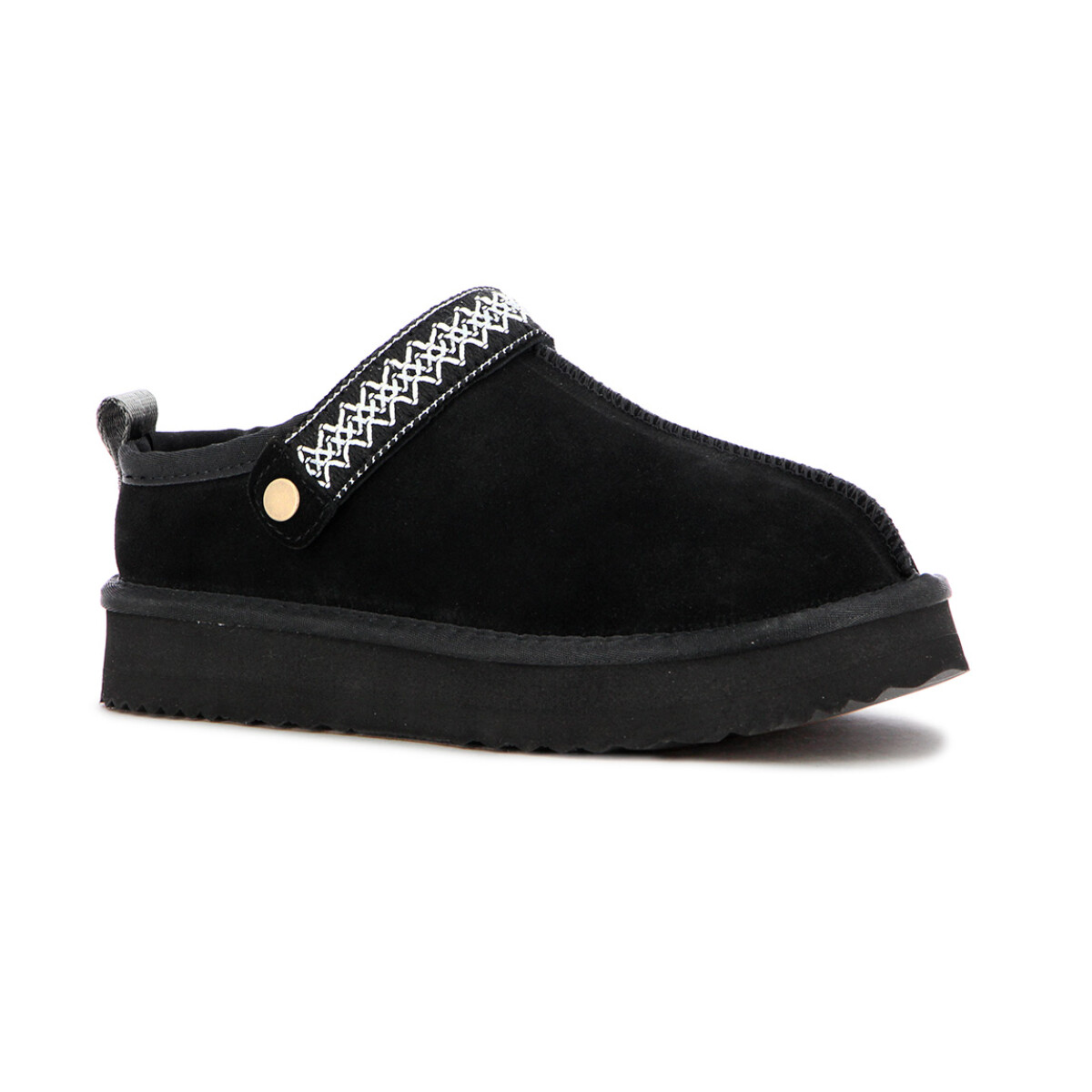 Country Zapato Pantufla Cuero / Peluche - Dama - Negro - Negro 