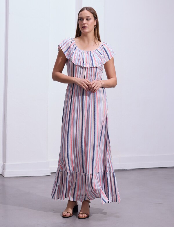 Vestido Maxi Lineas MULTI/ROJO