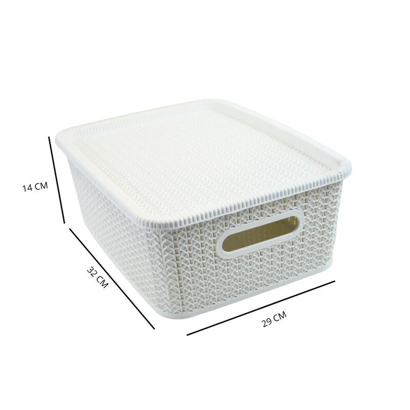 Caja organizadora símil ratán 12,5lt BLANCO