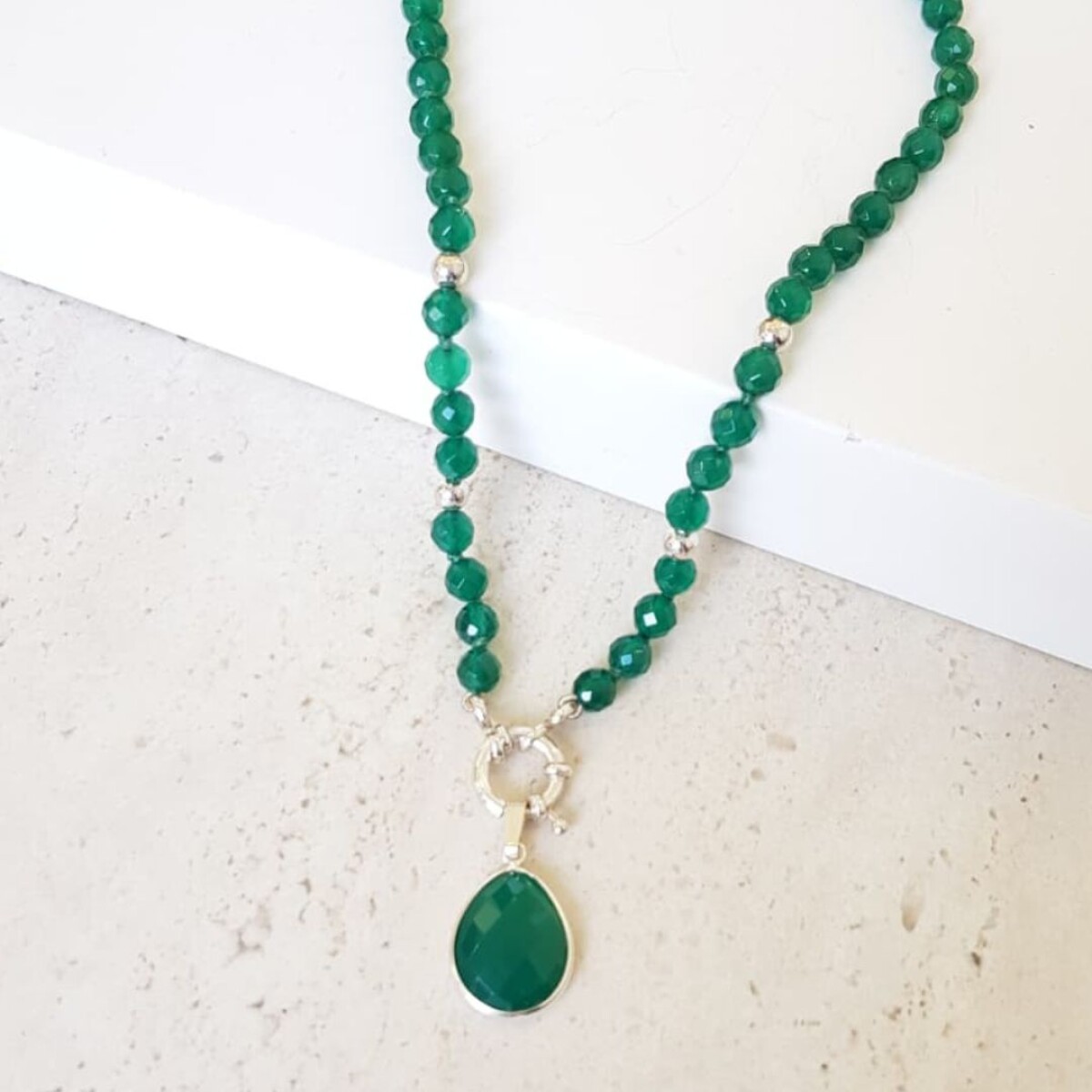 Collar Agata Verde -Plata 925 