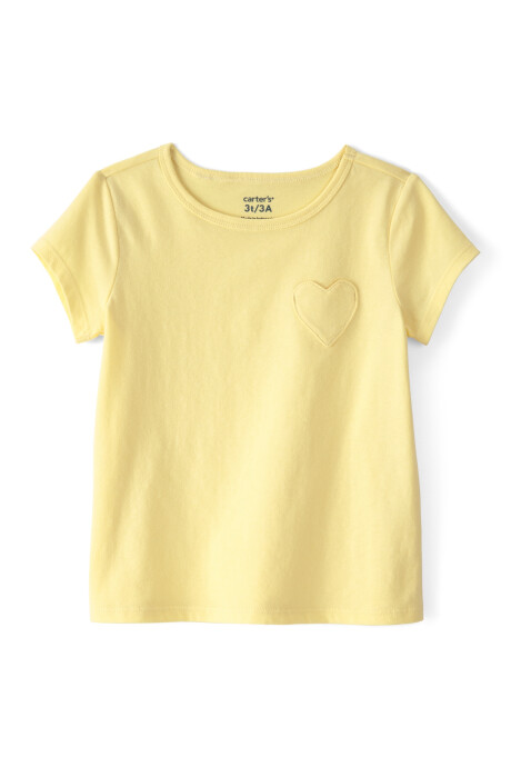 Remera de algodón, manga corta, amarilla, bolsillo corazón Remera de algodón, manga corta, amarilla, bolsillo corazón