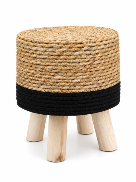 PUFF 3 PATAS YUTE COMBINADO NEGRO