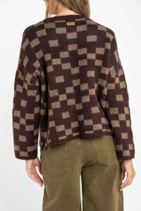 Sweater Intarsia Cuadros Chocolate