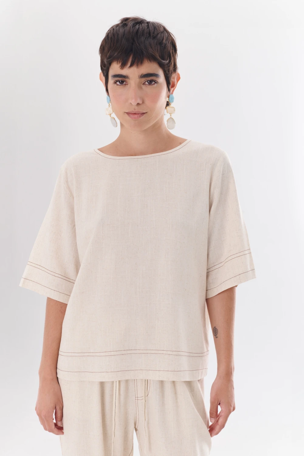 BLUSA LINO EVA beige 1