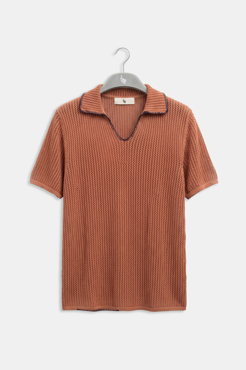 EMBROIDERED POLO SHIRT Tabaco