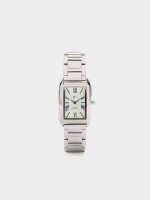 Reloj Rectangular Pulsera De Acero Inoxidable plateado