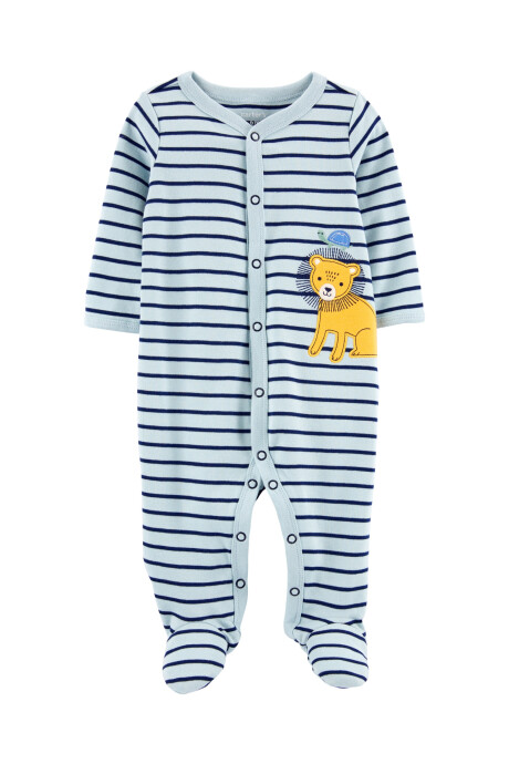 Pijama una pieza de algodón con pie estampa león 0