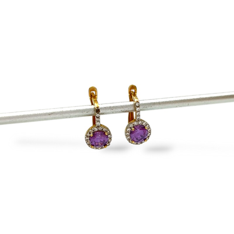 Caravanas pendiente Amatista- Oro bajo - Amatista y Zirconia - CA8068 conpiedra