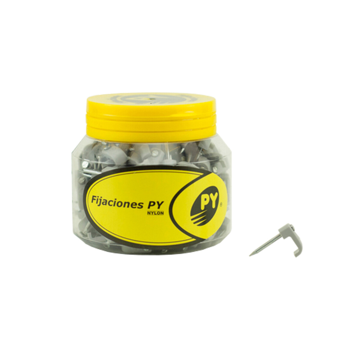 Pote 200 grampas "PY" grises planas 10mm - TS5076 