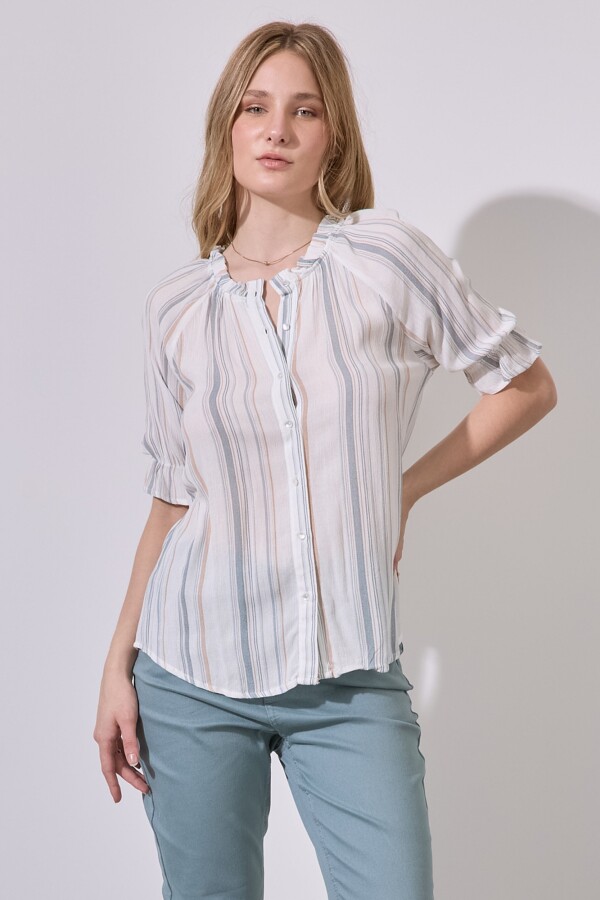 Blusa Lineas Botones BLANCO/MULTI