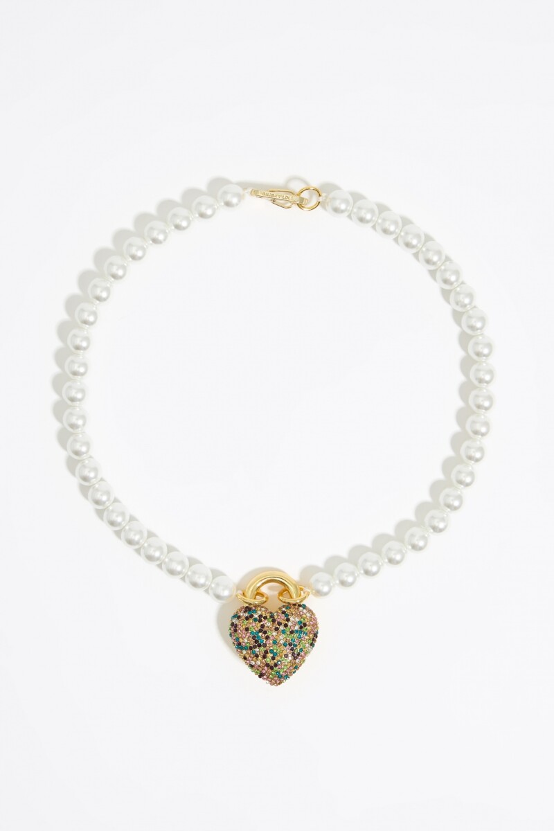 COLLAR PERLAS Y CORAZÓN CRISTA 