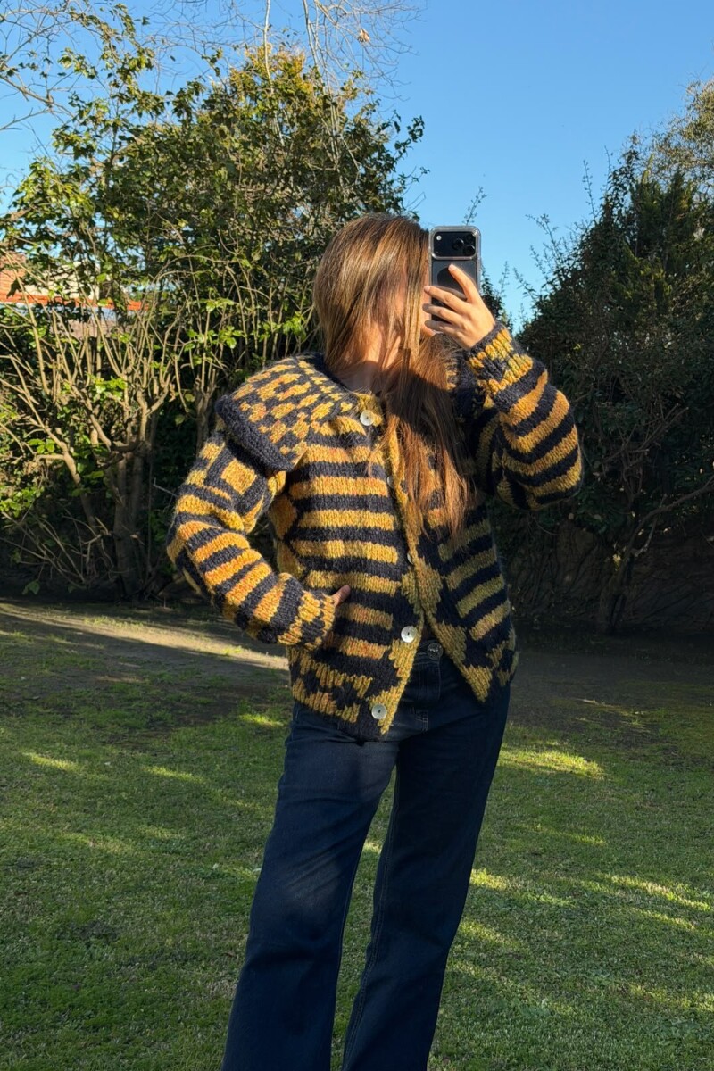 Short Eclectic Sweater Mostaza / Azul Marino