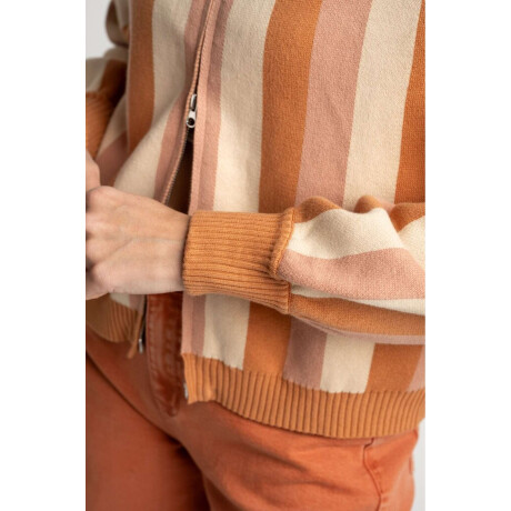 Campera Tejida Rayada Rosa