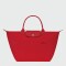 Longchamp -Cartera Longchamp plegable de nylon con cierre y asa corta, Le pliage green M Rojo