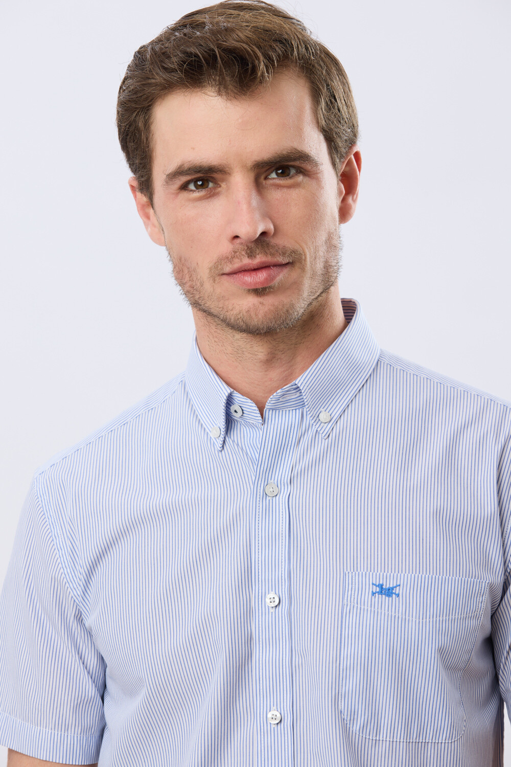 CAMISA RAYADA Celeste
