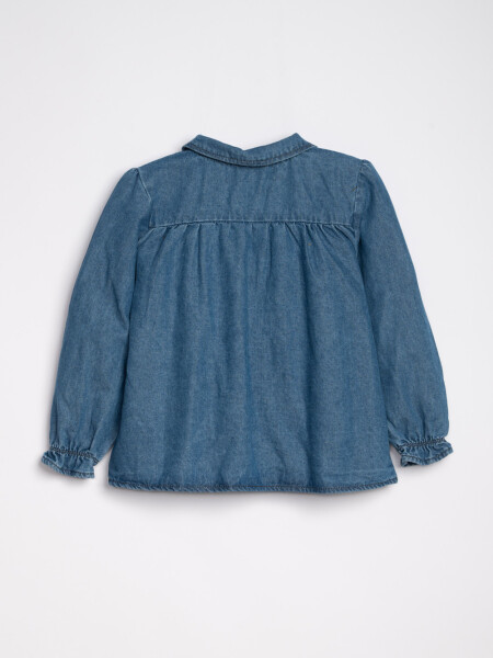 Blusa cuello volado jean Azul