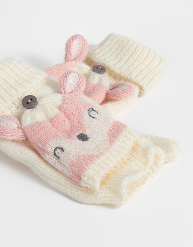 Guantes Infantiles Animalito Guante Infantiles De Osito - Blanco Crudo