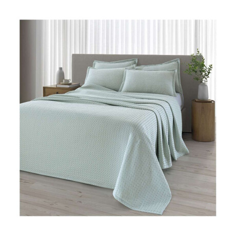 Juego Colcha y Funda Dohler Provenza 1 Plaza 100% Microfibra Verde Agua