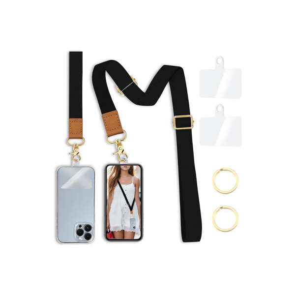 Correa para celular en color negro diseño cuero Correa Para Celular En Color Negro Diseño Cuero