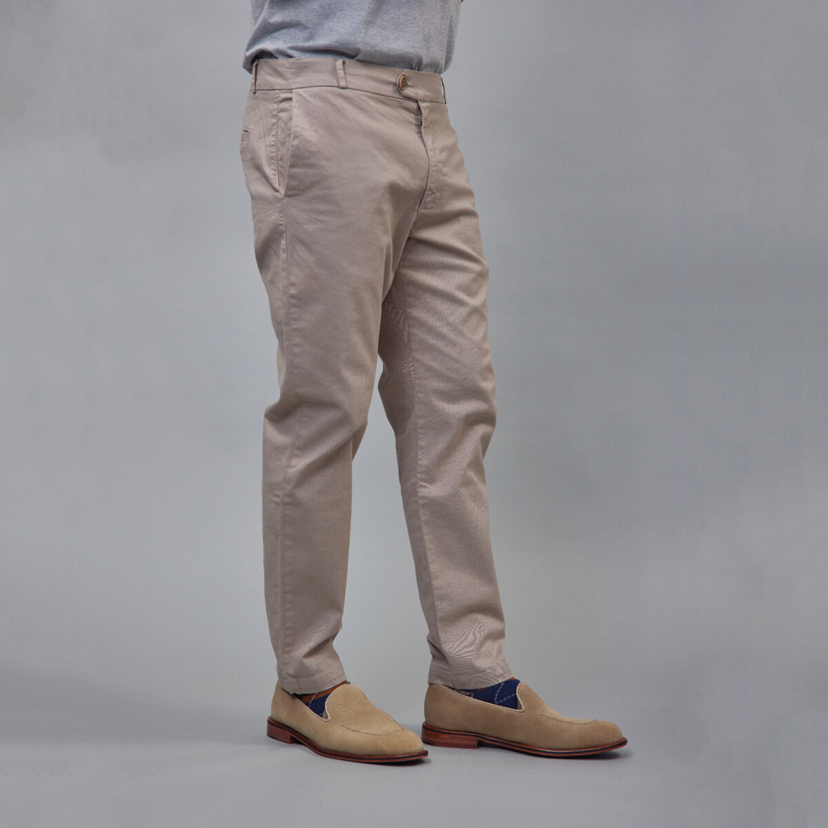 Pantalón de gabardina sport - Beige claro 