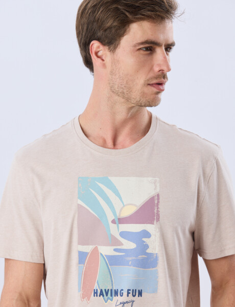 REMERA ESTAMPADA DE ALGODÓN Beige