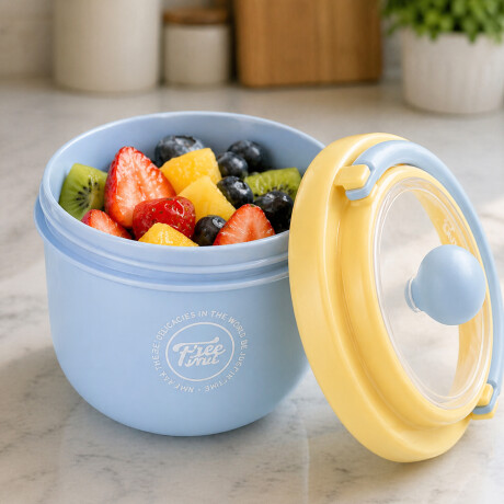 Vianda con cuchara plegable Celeste