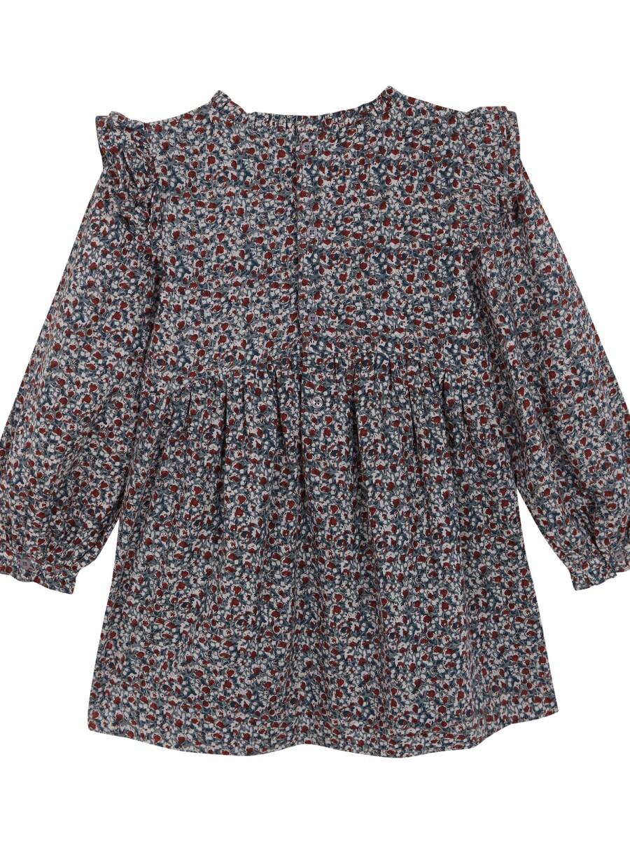 Vestido Estampado De Flores Azulado