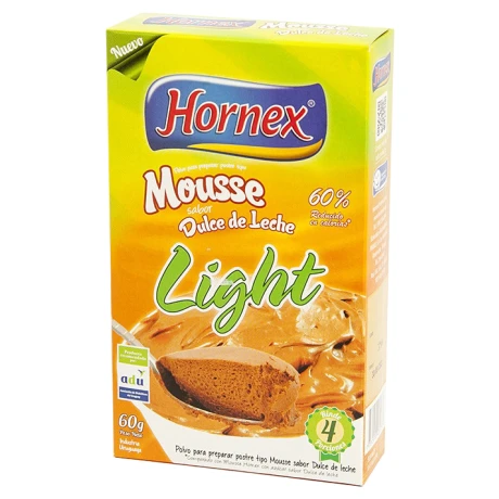MOUSSE HORNEX LIGHT 4P 60G DULCE DE LECHE MOUSSE HORNEX LIGHT 4P 60G DULCE DE LECHE