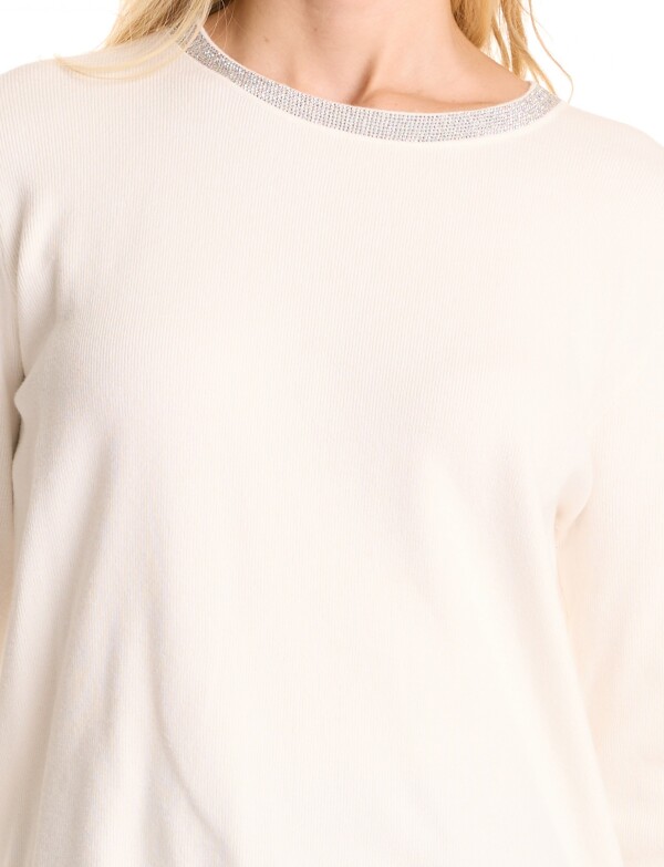 Buzo Detalle Cuello Strass CRUDO