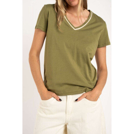 Remera Algodon Peinado Escote Lurex Safari