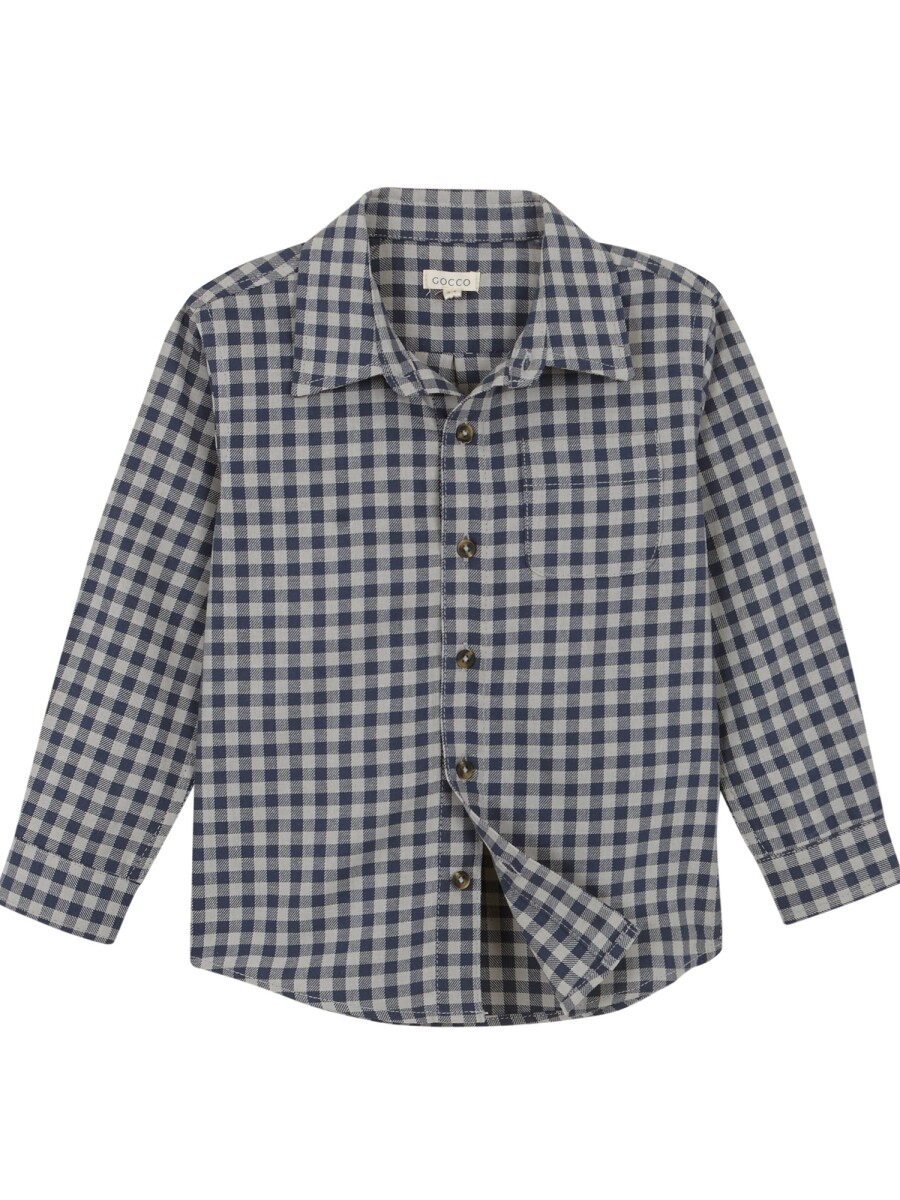 Camisa De Cuadros Con Smo Azul Medio Oscuro